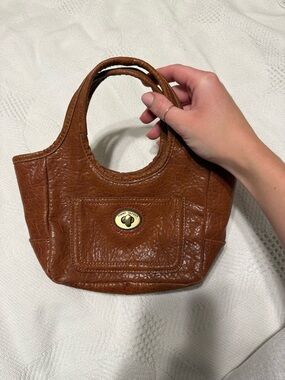 Tommy Hilfiger Brown Mini Leather Top-Handle Bag